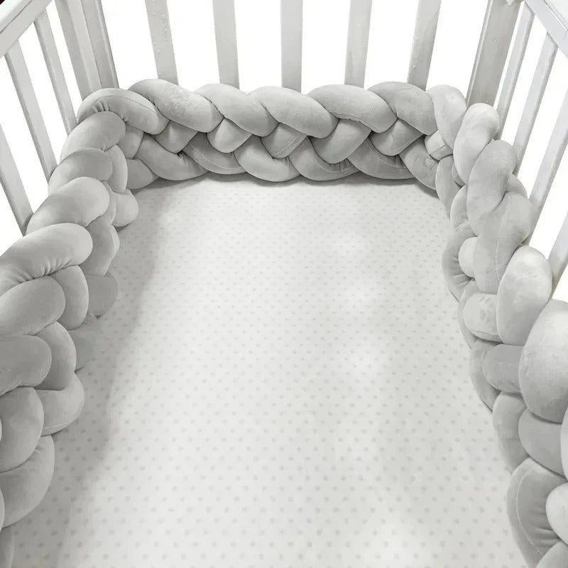 Baby Crib Protector Knot Baby Bed Bumper Weaving Plush Infant Crib Cushion For Newborns