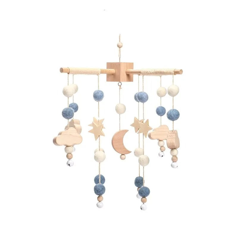 Handmade Wooden Planet Baby Crib Mobile with Rattles - Toys for 0-12 Months