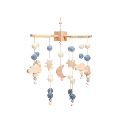 Handmade Wooden Planet Baby Crib Mobile with Rattles - Toys for 0-12 Months