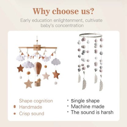 Hot Air Balloon Baby Mobile – Soft Felt Wooden Cot Mobile