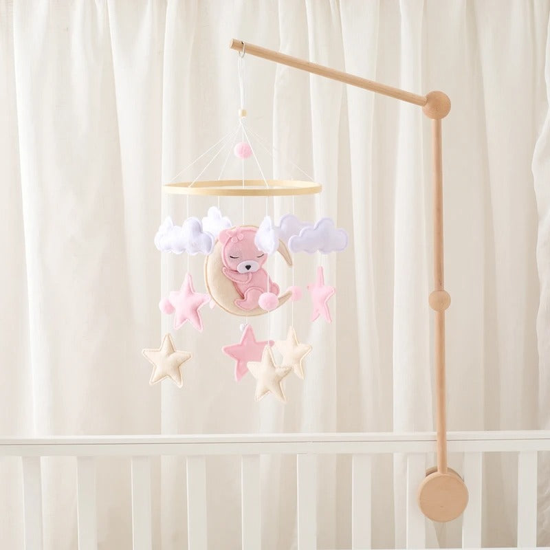 Baby Bear Crib Mobile Rattles Soft Felt Cartoon Babycotmobile UK