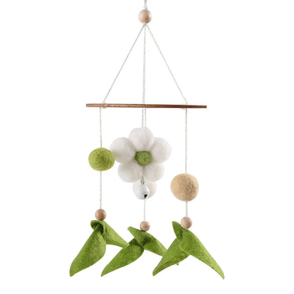 Handmade Wooden Flower Baby Rattle Mobile - For 0-12 Months Crib Toy