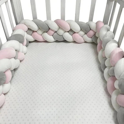 Baby Crib Protector Knot Baby Bed Bumper Weaving Plush Infant Crib Cushion For Newborns