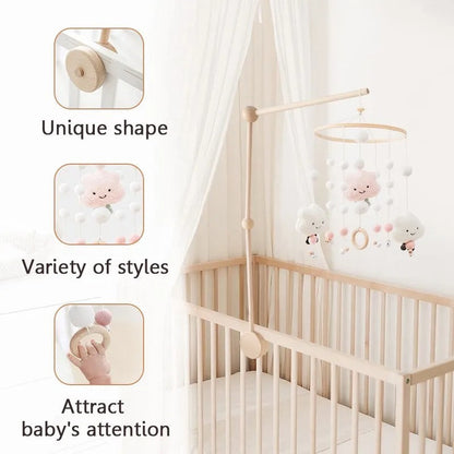 Adorable Cloud Baby Crib Mobile with Rattles - Toys for 0-12 Months