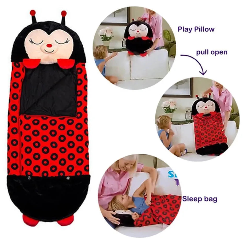 Kids Sleeping Bag with Pillow, Children's Animal Sleep Sack Boys Girls Cartoon Plush Doll Baby Pillow