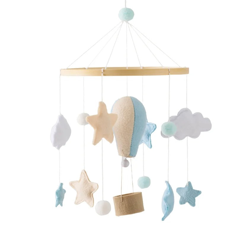 Hot Air Balloon Baby Mobile – Soft Felt Wooden Cot Mobile