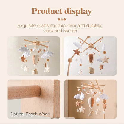 Hot Air Balloon Baby Mobile – Soft Felt Wooden Cot Mobile