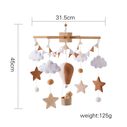 Hot Air Balloon Baby Mobile – Soft Felt Wooden Cot Mobile