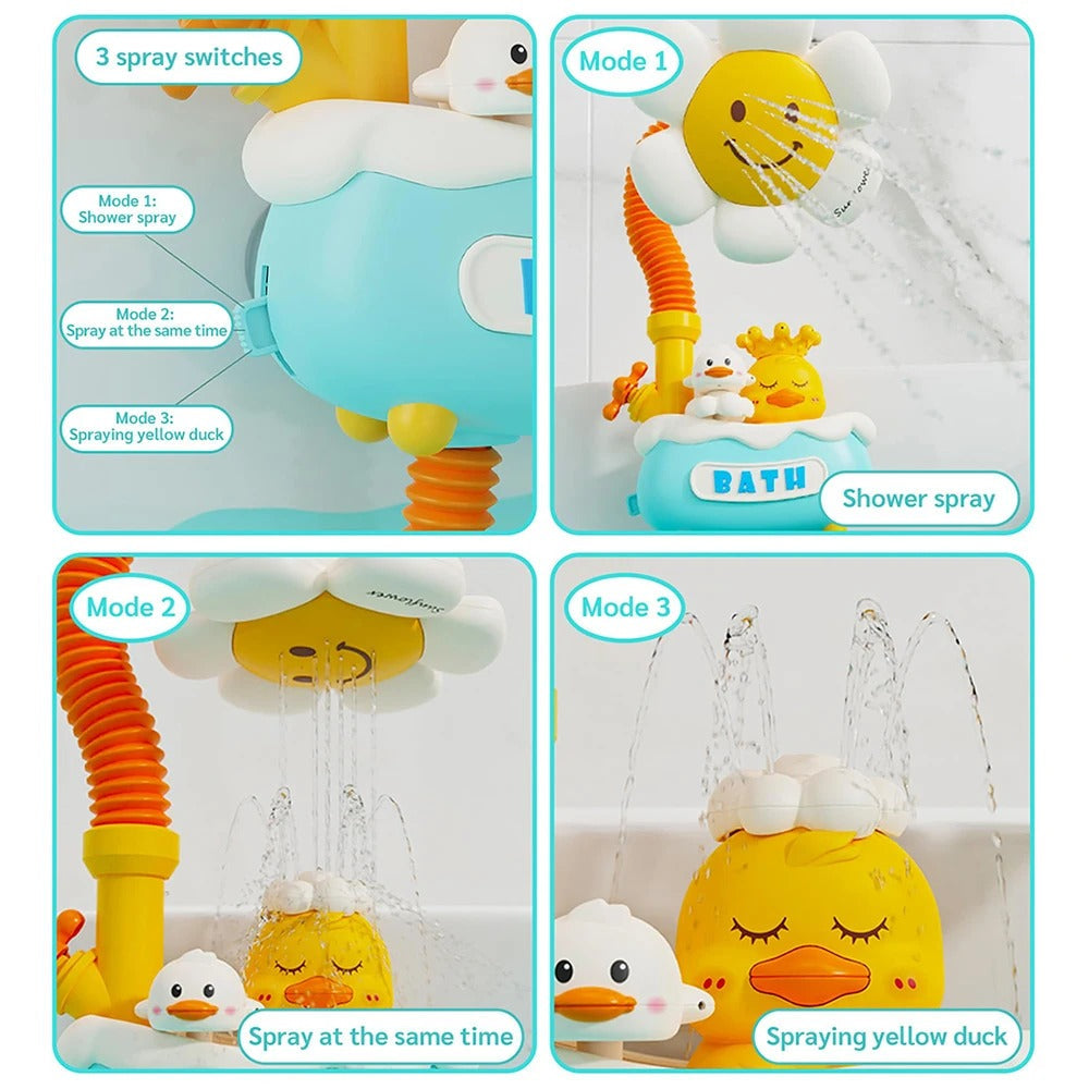 Adjustable Sunflower Shower Head Baby Bath Toy for Bathtubs