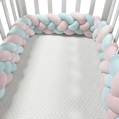 Baby Crib Protector Knot Baby Bed Bumper Weaving Plush Infant Crib Cushion For Newborns