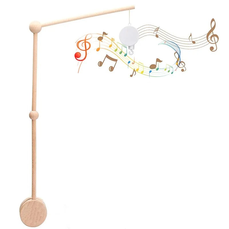 Wooden Musical Baby Crib Mobile with Hanging Rattles