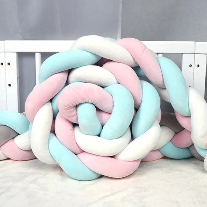 Baby Crib Protector Knot Baby Bed Bumper Weaving Plush Infant Crib Cushion For Newborns